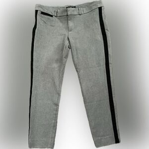 Banana Republic Sloan Petite 6 Gray Herringbone Tuxedo Stripe Ankle Pants
